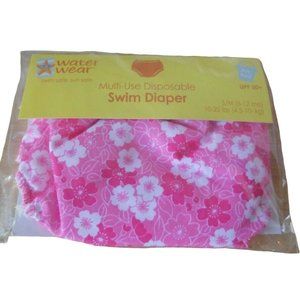 WaterWear Multi Use Disposable  Swim Diapers Small 6 12 Mos Pink  Floral